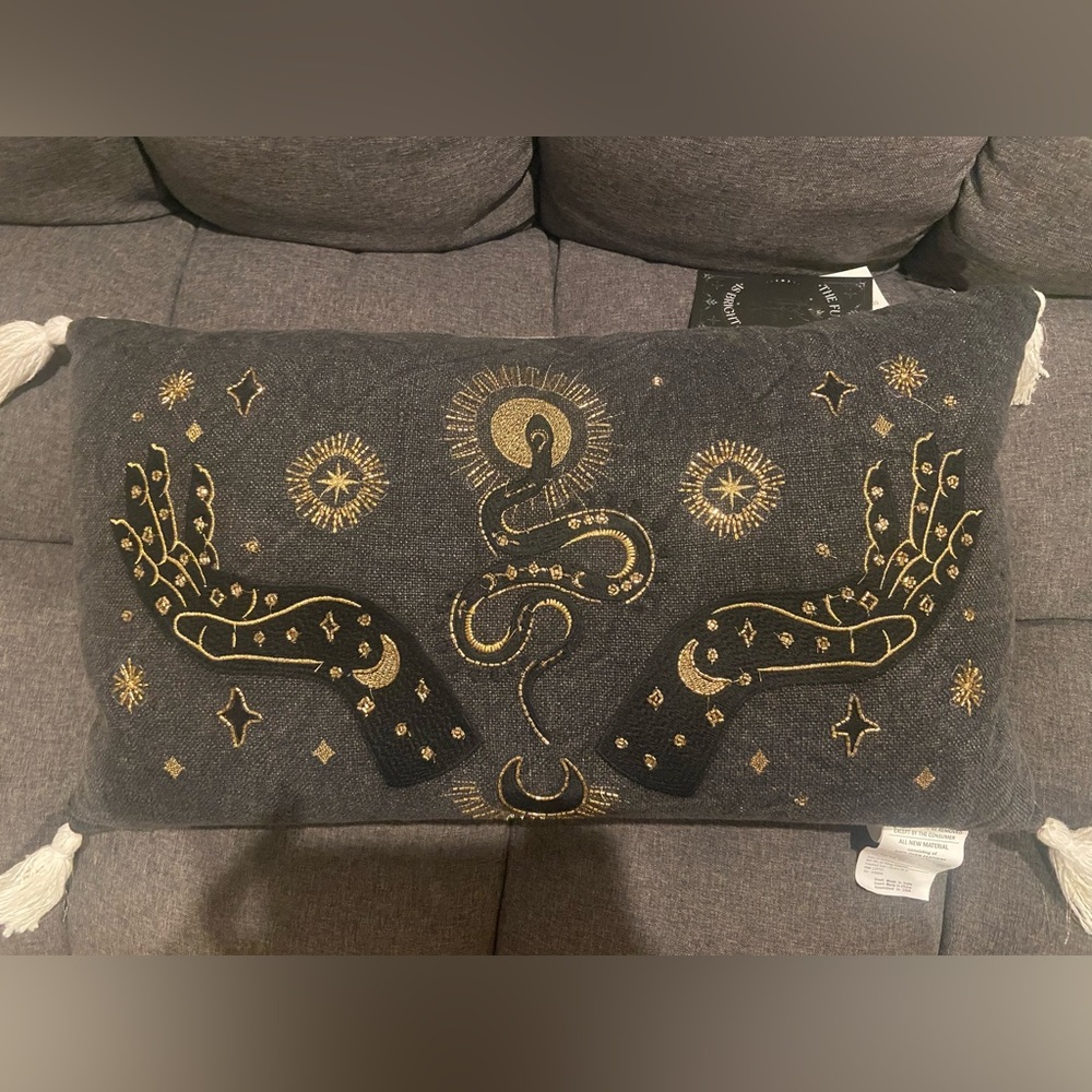 Gorgeous grey and gold beaded mystical pillow